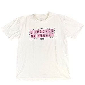 5 Seconds of Summer Tour Shirt XL Band Graphic Tee White Double Sided
